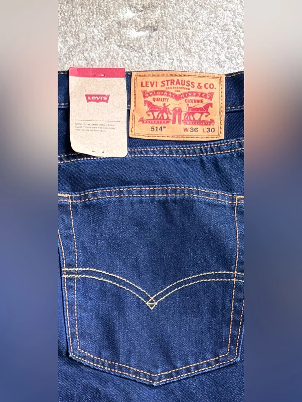 Levi’s 514 Straight Fit Jeans Men’s 36x30 Dark Wash Stretch Denim NWT